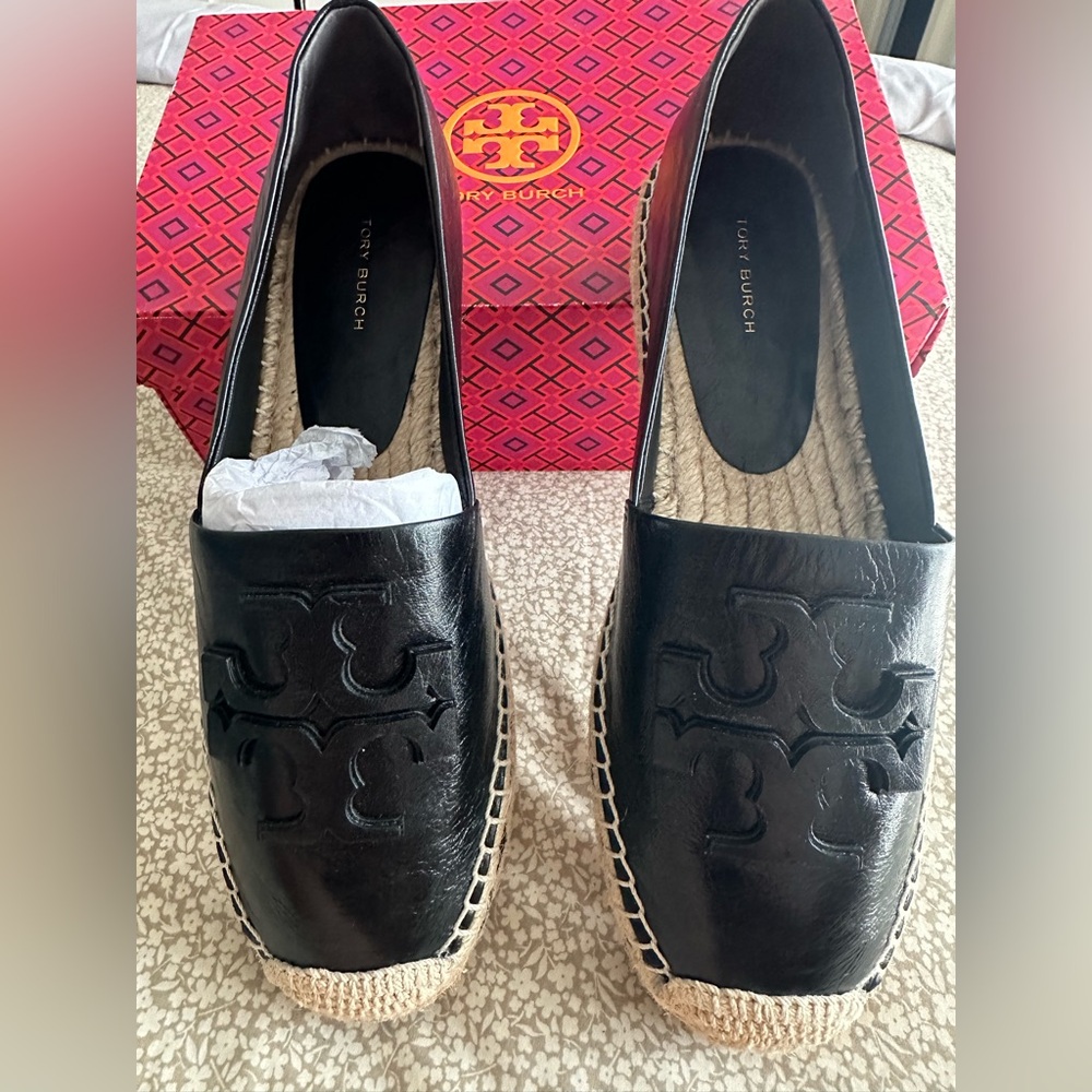 Tory Burch Black Espadrille Flats
